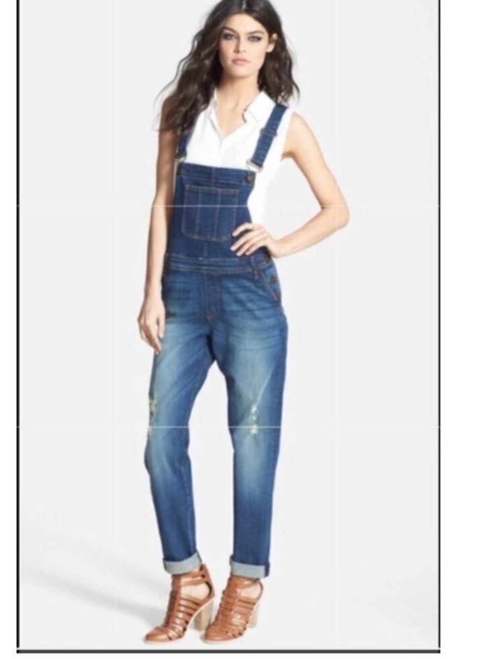 Edyson -Left Bank skinny denim distressed overalls
